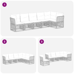 Ensemble de canapé de jardin 6 pcs Noir polyrotin 641884641884