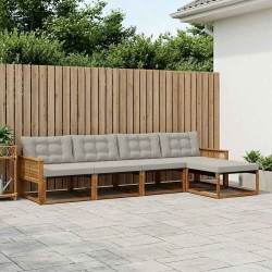 Ensemble de canapés d'extérieur 5 pcs Naturel et gris clair 641886641886