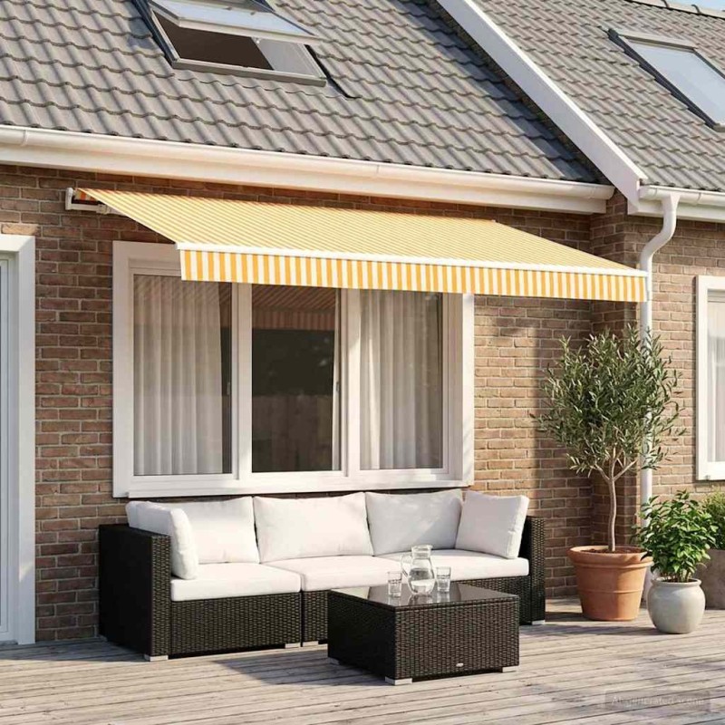 Toile de rechange pour auvent Jaune et blanc 350 x 250 cm 641889641889