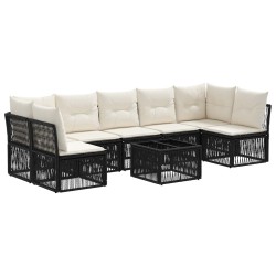 Ensemble de canapé de jardin 8 pcs Noir polyrotin 641895641895