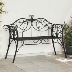 Banc de jardin 2-Nombre de places 130 x 47 x 90 cm Acier Noir 641897641897