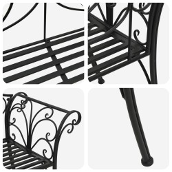 Banc de jardin 2-Nombre de places 130 x 47 x 90 cm Acier Noir 641897641897