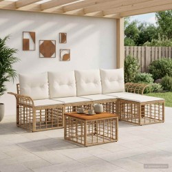 Ensemble de canapés d'extérieur 6 pcs Blanc Naturel et Crème 641898641898