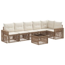 Ensemble de canapé de jardin 7 pcs Beige et blanc crème 641901641901