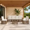 Ensemble de canapé de jardin 7 pcs Beige et blanc crème 641906641906