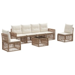 Ensemble de canapé de jardin 7 pcs Beige et blanc crème 641906641906