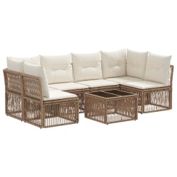 Ensemble de canapé de jardin 7 pcs Beige polyrotin 641913641913