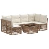 Ensemble de canapé de jardin 7 pcs Beige polyrotin 641913641913