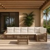 Ensemble de canapé de jardin 7 pcs Beige polyrotin 641914641914