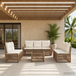 Ensemble de canapé de jardin 8 pcs Beige et blanc crème 641917641917