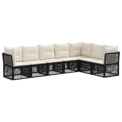 Ensemble de canapé de jardin 7 pcs Noir polyrotin 641918641918