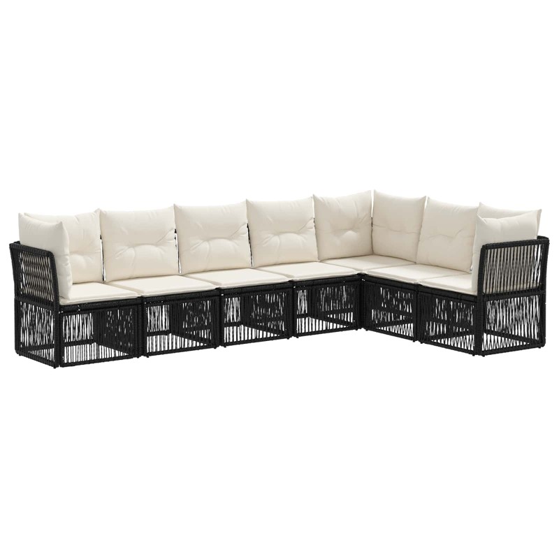 Ensemble de canapé de jardin 7 pcs Noir polyrotin 641918641918