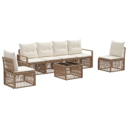 Ensemble de canapé de jardin 7 pcs Beige polyrotin 641920641920