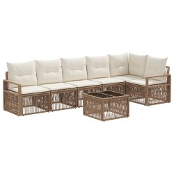 Ensemble de canapé de jardin 7 pcs Beige polyrotin 641922641922