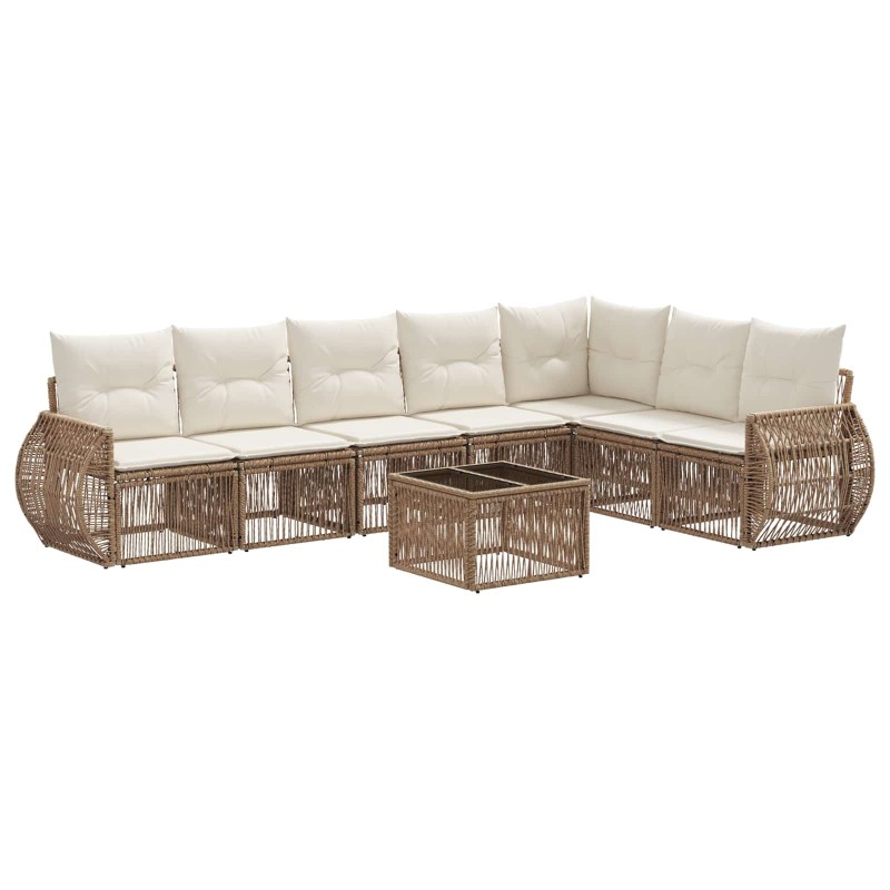 Ensemble de canapé de jardin 8 pcs Beige et blanc crème 641926641926