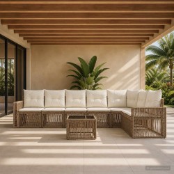 Ensemble de canapé de jardin 8 pcs Beige et blanc crème 641927641927