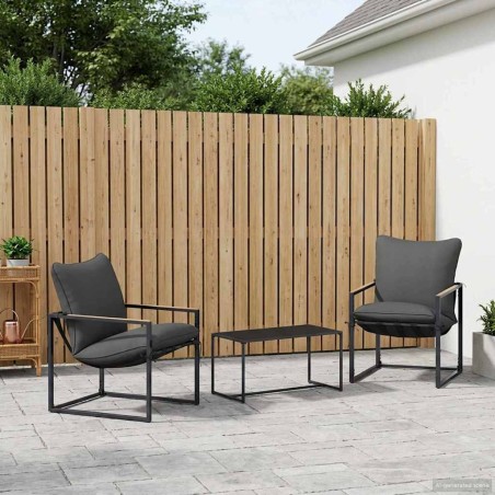 Ensemble de canapé de jardin 3 pcs Noir et anthracite Acier 641931641931
