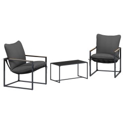 Ensemble de canapé de jardin 3 pcs Noir et anthracite Acier 641931641931