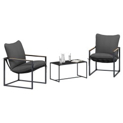Ensemble de canapé de jardin 3 pcs Noir et anthracite Acier 641931641931
