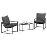 Ensemble de canapé de jardin 3 pcs Noir et anthracite Acier 641931641931