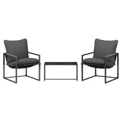 Ensemble de canapé de jardin 3 pcs Noir et anthracite Acier 641931641931