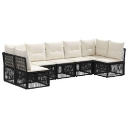 Ensemble de canapé de jardin 7 pcs Noir polyrotin 641934641934
