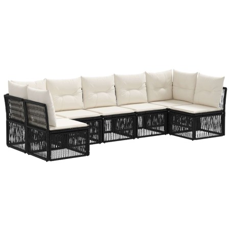 Ensemble de canapé de jardin 7 pcs Noir polyrotin 641934641934