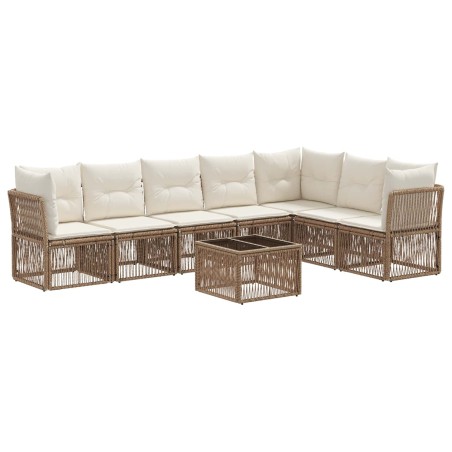 Ensemble de canapé de jardin 8 pcs Beige polyrotin 641936641936