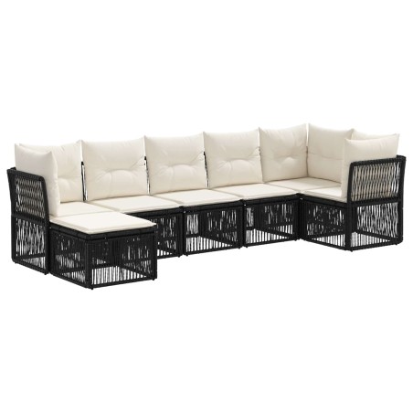 Ensemble de canapé de jardin 7 pcs Noir polyrotin 641937641937
