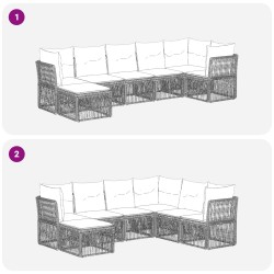 Ensemble de canapé de jardin 7 pcs Noir polyrotin 641937641937