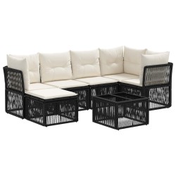 Ensemble de canapé de jardin 7 pcs Noir polyrotin 641939641939