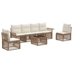 Ensemble de canapé de jardin 7 pcs Beige polyrotin 641940641940