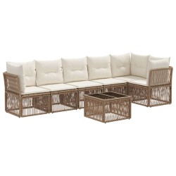 Ensemble de canapé de jardin 7 pcs Beige polyrotin 641941641941