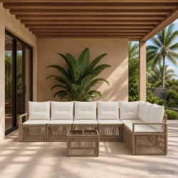 Ensemble de canapé de jardin 8 pcs Beige polyrotin 641946641946