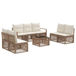 Ensemble de canapé de jardin 8 pcs Beige polyrotin 641947641947