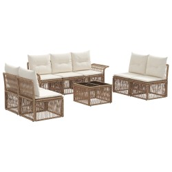 Ensemble de canapé de jardin 8 pcs Beige polyrotin 641949641949