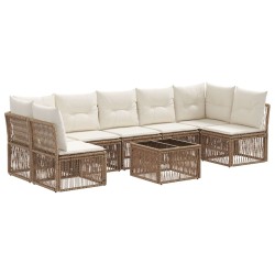 Ensemble de canapé de jardin 8 pcs Beige polyrotin 641950641950
