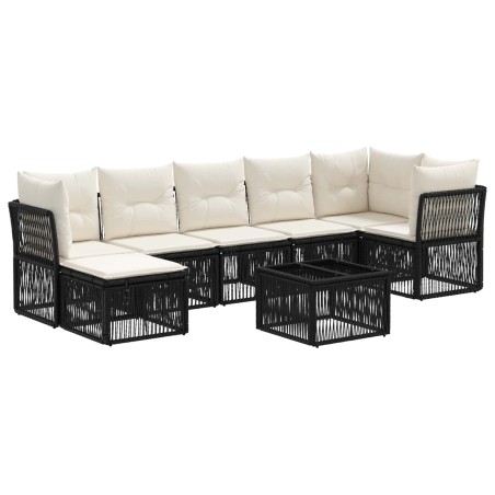 Ensemble de canapé de jardin 8 pcs Noir polyrotin 641954641954