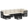 Ensemble de canapé de jardin 8 pcs Noir polyrotin 641954641954