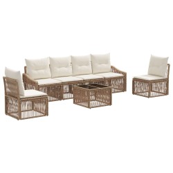 Ensemble de canapé de jardin 7 pcs Beige polyrotin 641955641955