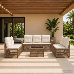 Ensemble de canapé de jardin 8 pcs Beige et blanc crème 641958641958