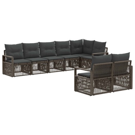 Ensemble de canapé de jardin 8 pcs Gris polyrotin 641967641967