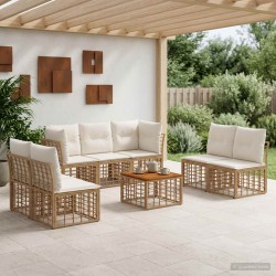 Ensemble de canapés d'extérieur 8 pcs Blanc Naturel et Crème 641978641978