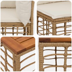 Ensemble de canapés d'extérieur 9 pcs Blanc Naturel et Crème 641979641979