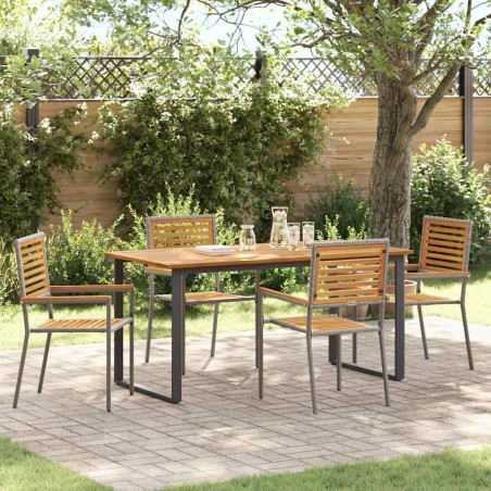 Ensemble de salle à manger pour jardin 5 pcs Gris 641984641984