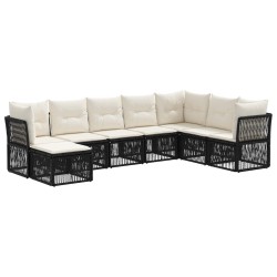 Ensemble de canapé de jardin 8 pcs Noir polyrotin 641985641985
