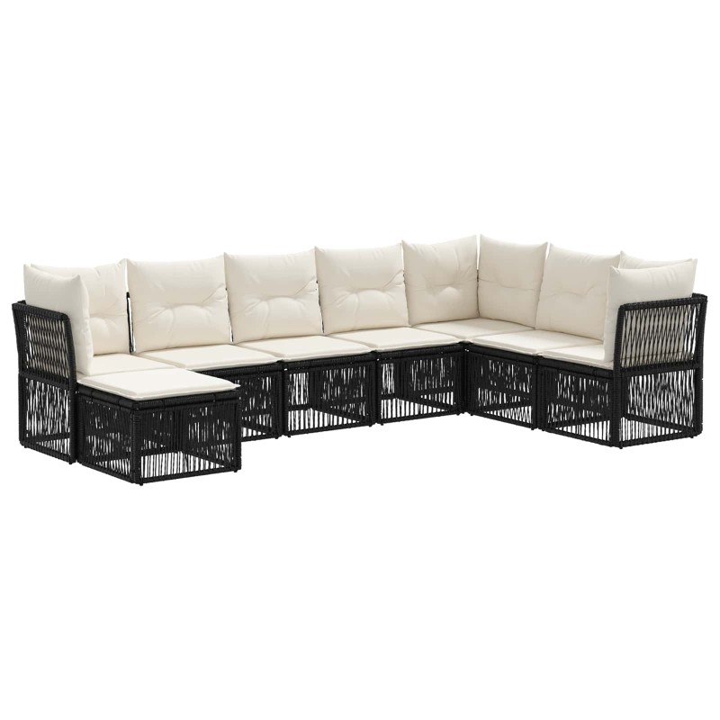 Ensemble de canapé de jardin 8 pcs Noir polyrotin 641985641985