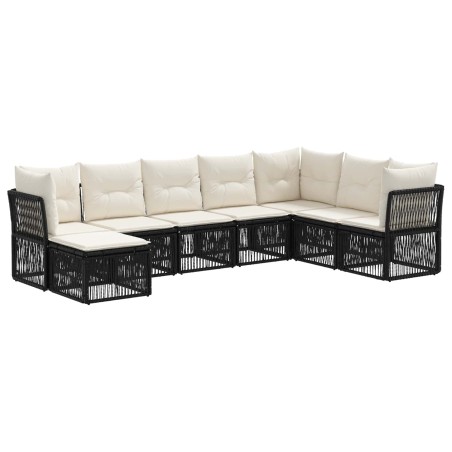 Ensemble de canapé de jardin 8 pcs Noir polyrotin 641985641985