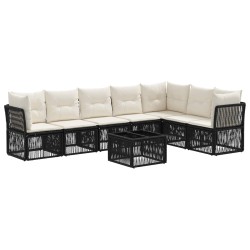 Ensemble de canapé de jardin 8 pcs Noir polyrotin 641986641986