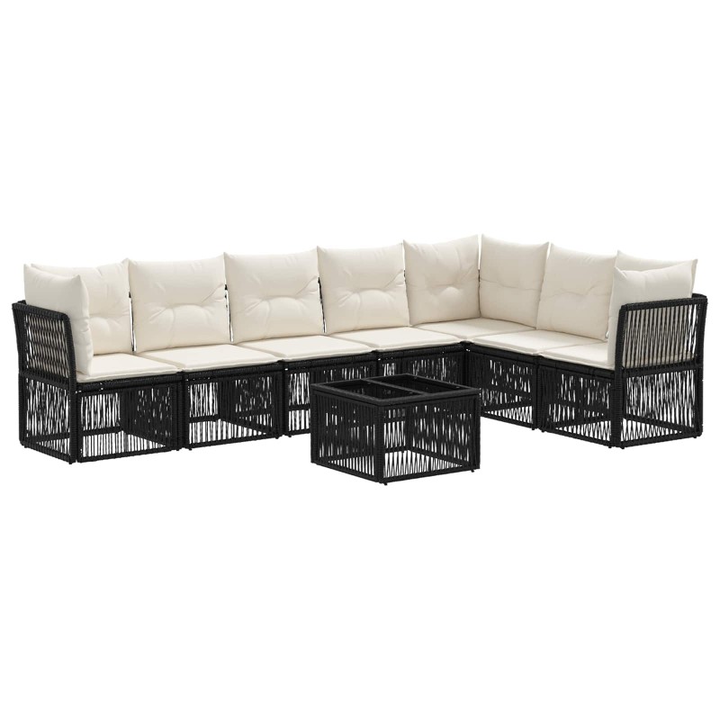 Ensemble de canapé de jardin 8 pcs Noir polyrotin 641986641986